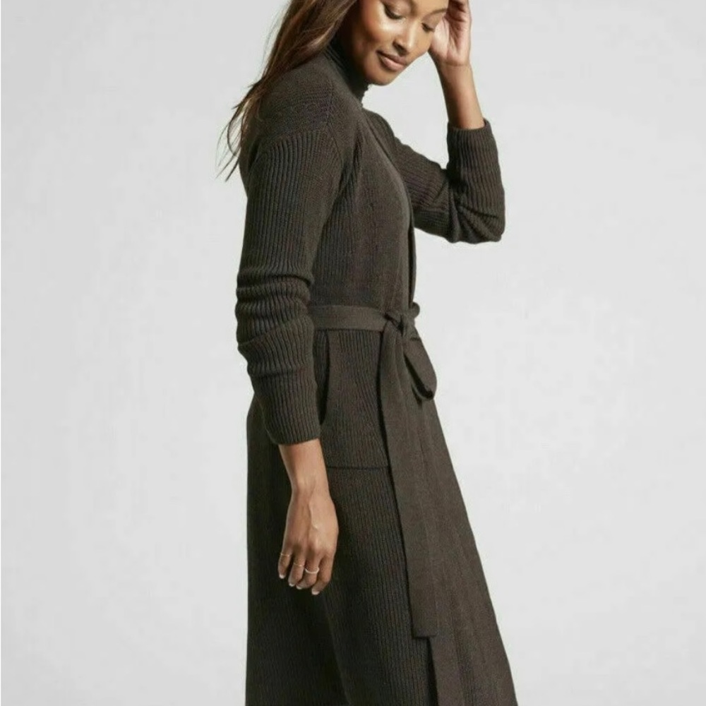 Athleta Scenic Wrap Long Sweater Walnut Brown Heather Women’s Size Medium